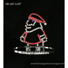 Christmas Red Santa Claus Tiara Rhinestone Pageant Crown